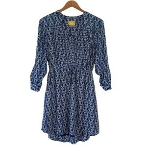 Anthropologie Maeve Galen Geometric Print Gathered Waist Dress size Small Aztec